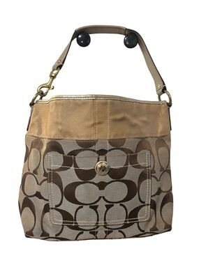 Coach Signature C'S Canvas Jacquard Shoulder Hobo Bag